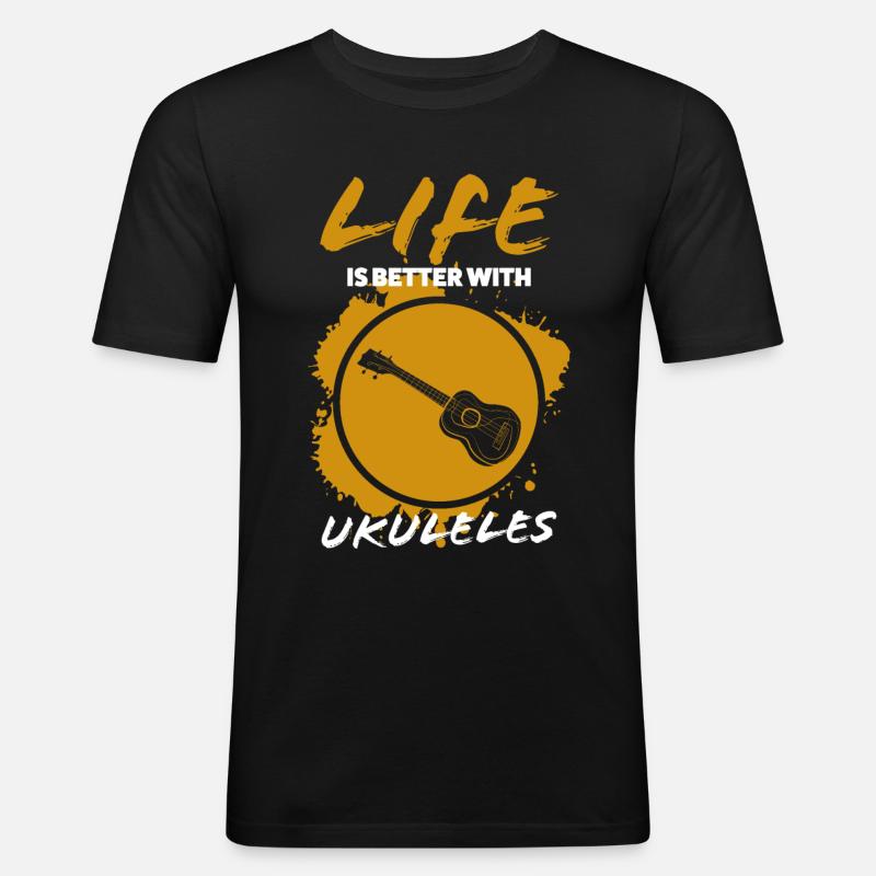 Ukulele - Männer Slim Fit T-Shirt - Schwarz