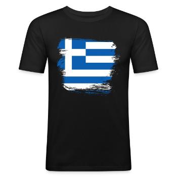 Greece Flag - Men's Slim Fit T-Shirt - black - Front - Nik (191cm)