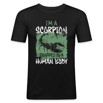 Skorpion - Männer Slim Fit T-Shirt - Schwarz - Vorne - Nik (191cm)