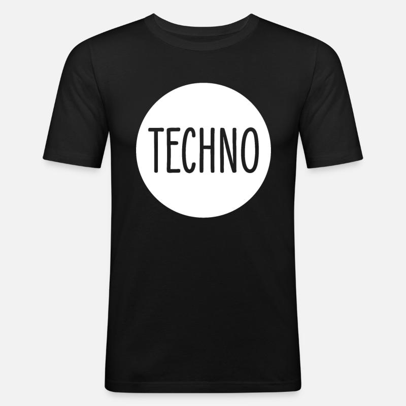 Techno - Männer Slim Fit T-Shirt - Schwarz