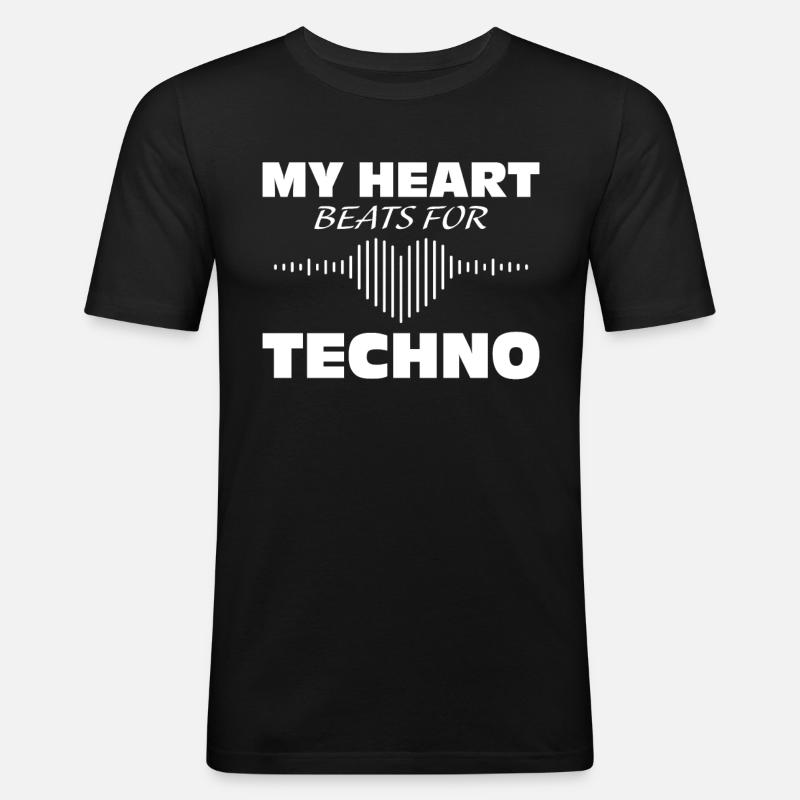 Techno - Männer Slim Fit T-Shirt - Schwarz