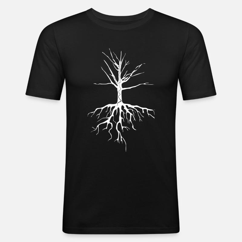 Baum - Männer Slim Fit T-Shirt - Schwarz