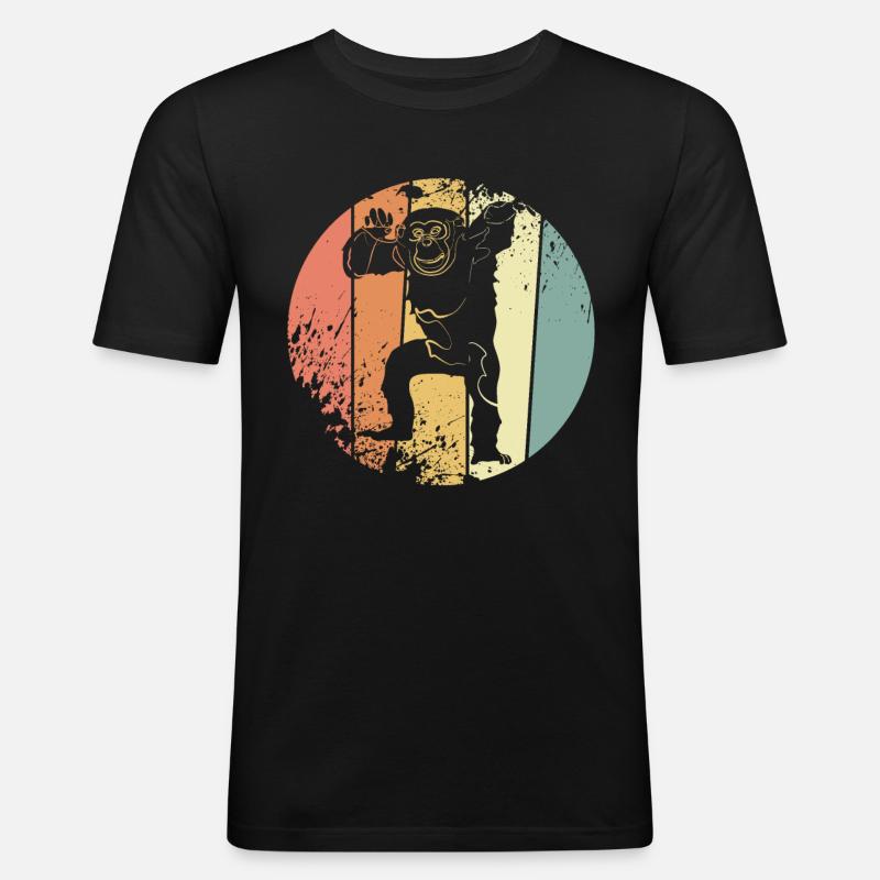 Schimpanse - Männer Slim Fit T-Shirt - Schwarz