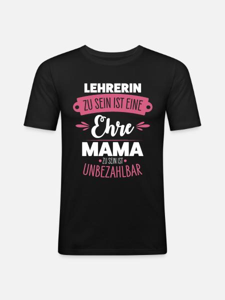 Lehrerin Mama - Männer Slim Fit T-Shirt - Schwarz
