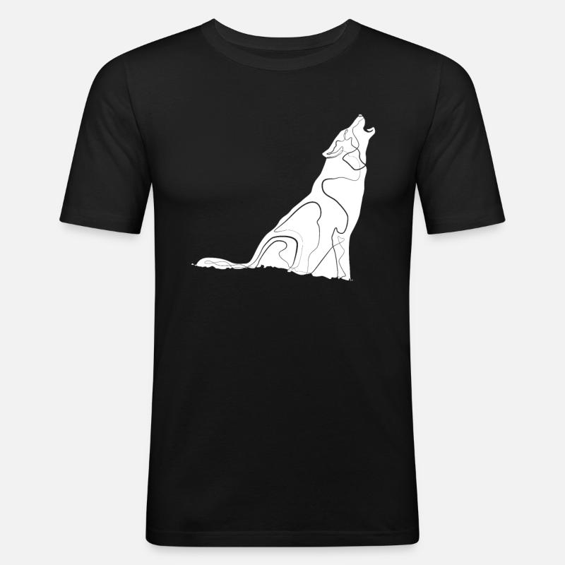 Wolf - Männer Slim Fit T-Shirt - Schwarz