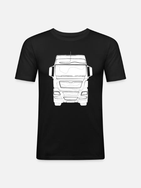 Trucker LKW - Männer Slim Fit T-Shirt - Schwarz