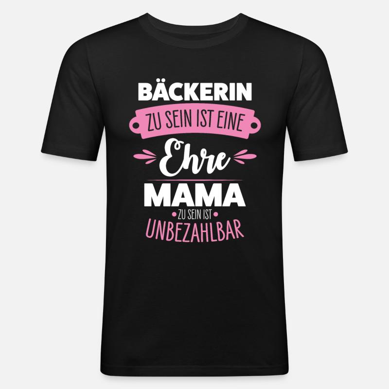 Bäckerin Mama - Männer Slim Fit T-Shirt - Schwarz