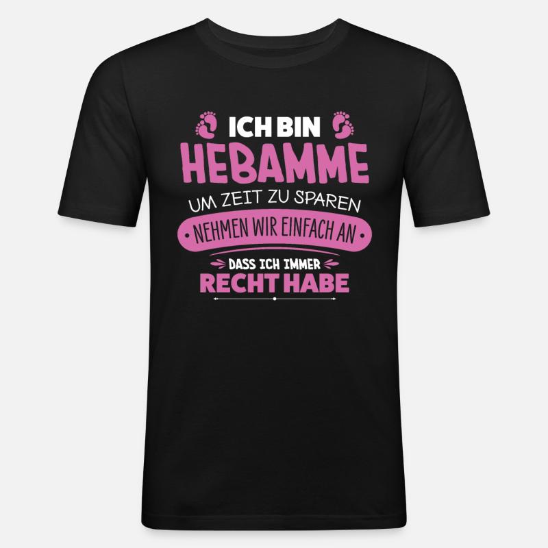 Hebamme - Männer Slim Fit T-Shirt - Schwarz