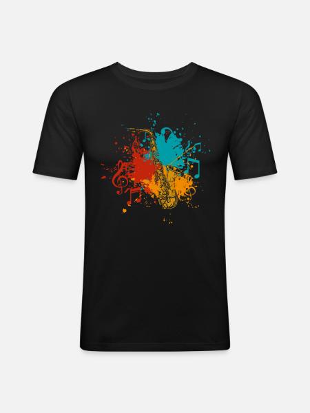 Saxophone - T-shirt près du corps Homme - noir