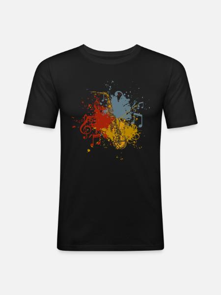Saxophone retro - Men's Slim Fit T-Shirt - black