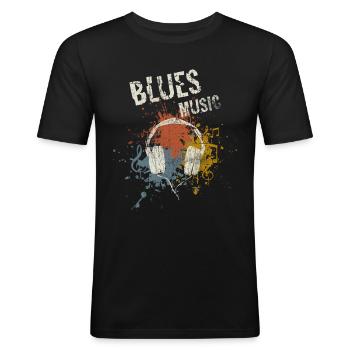 Blues - Männer Slim Fit T-Shirt - Schwarz - Vorne - Nik (191cm)