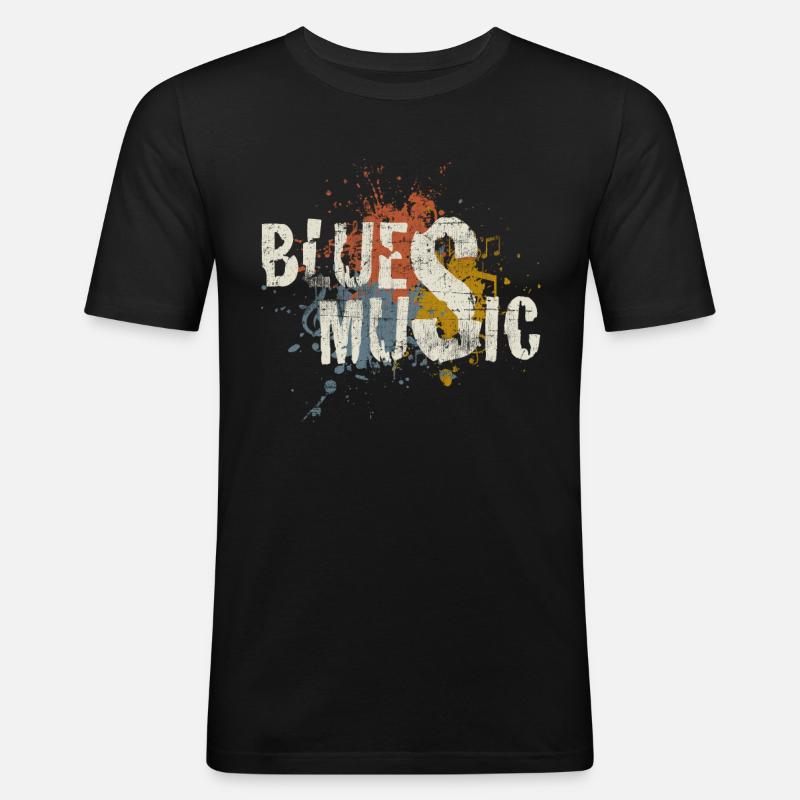 Blues - Männer Slim Fit T-Shirt - Schwarz