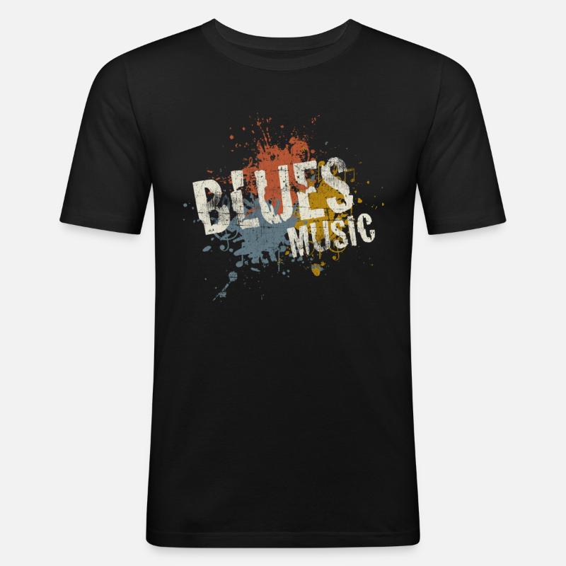 Blues - Männer Slim Fit T-Shirt - Schwarz
