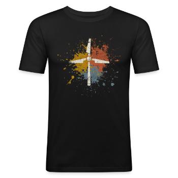 Énergie éolienne - T-shirt près du corps Homme - noir - Devant - Nik (191cm)