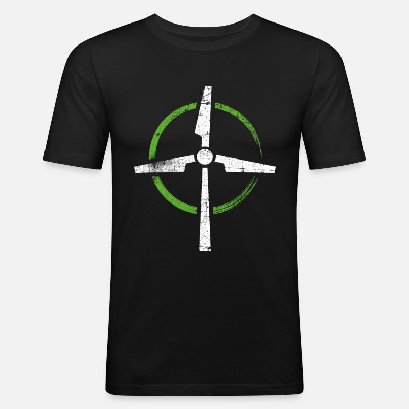 Windkraft - Männer Slim Fit T-Shirt - Schwarz