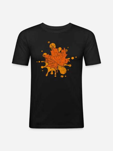 Herbst - Männer Slim Fit T-Shirt - Schwarz