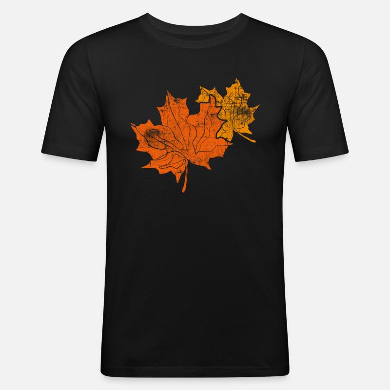 Herbst - Männer Slim Fit T-Shirt - Schwarz
