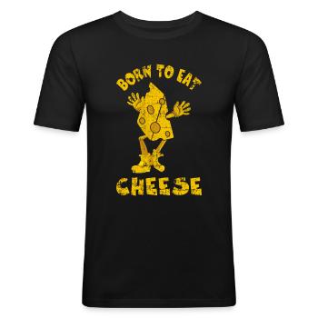 BD de fromage - T-shirt près du corps Homme - noir - Devant - Nik (191cm)