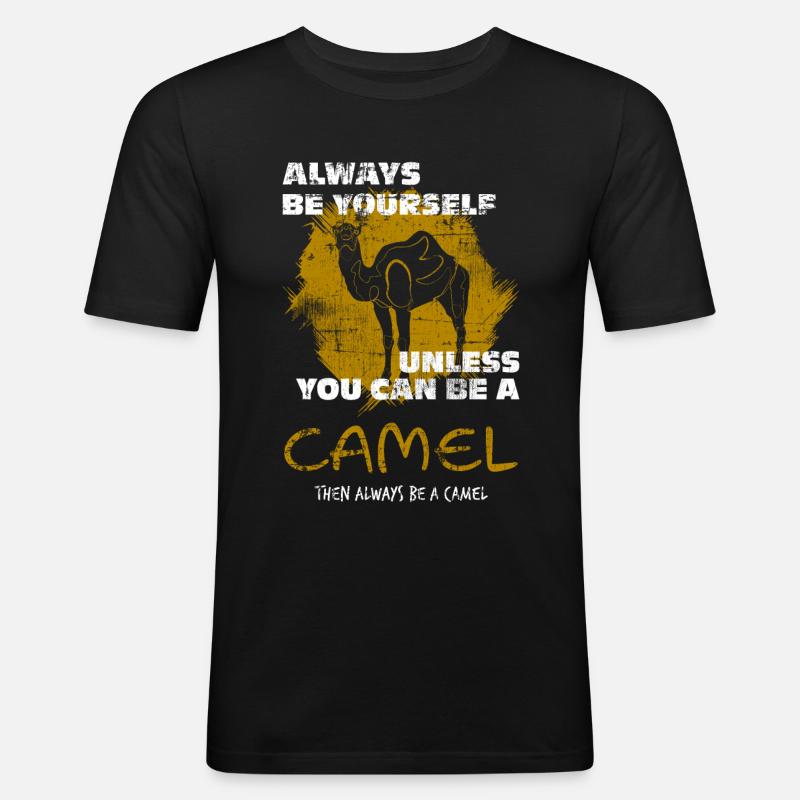 Kamel - Männer Slim Fit T-Shirt - Schwarz