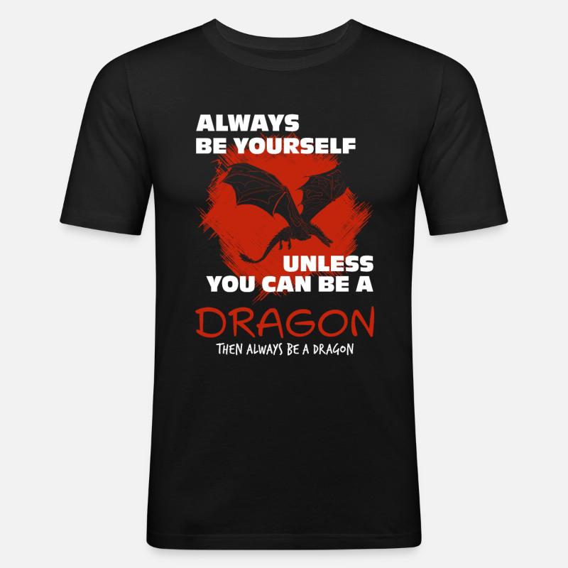 Drache - Männer Slim Fit T-Shirt - Schwarz