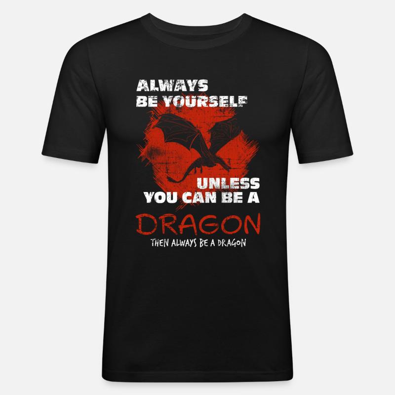 Drache - Männer Slim Fit T-Shirt - Schwarz