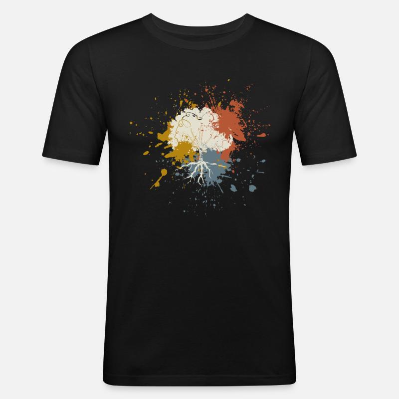 Baum - Männer Slim Fit T-Shirt - Schwarz