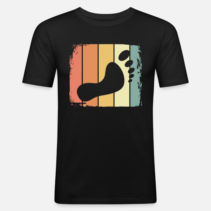 Fuß retro - Männer Slim Fit T-Shirt - Schwarz