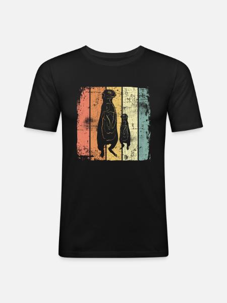 suricates - T-shirt près du corps Homme - noir