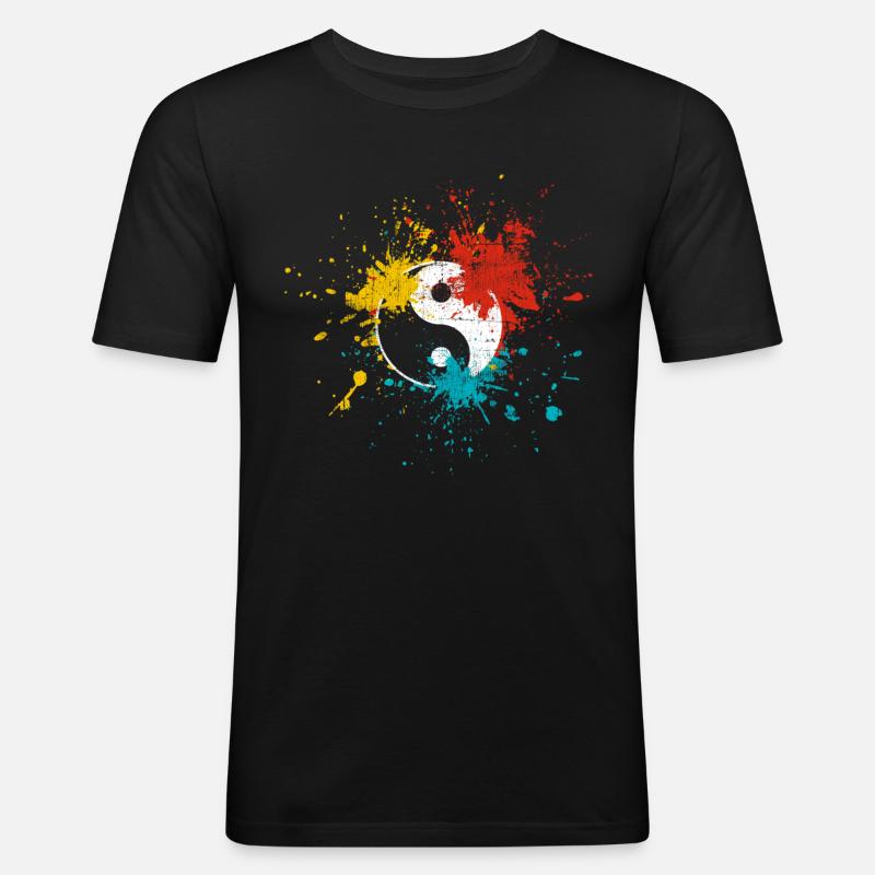 Yin Yang - Männer Slim Fit T-Shirt - Schwarz