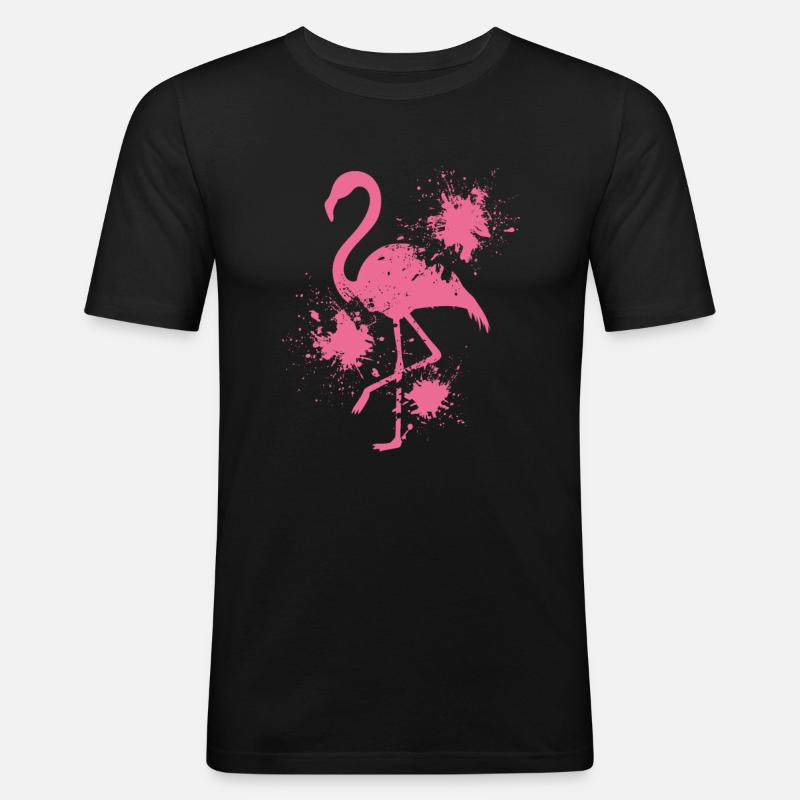 Flamingo - Männer Slim Fit T-Shirt - Schwarz