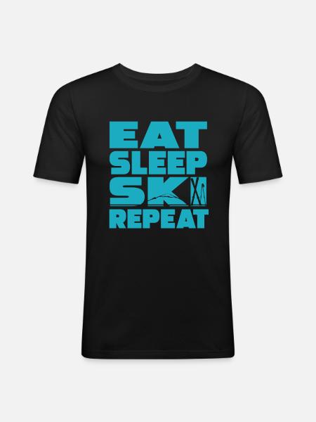 Ski - Männer Slim Fit T-Shirt - Schwarz