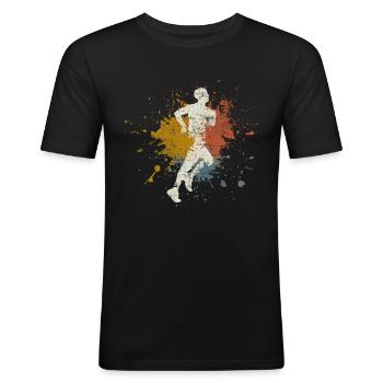 Laufen retro - Männer Slim Fit T-Shirt - Schwarz - Vorne - Nik (191cm)