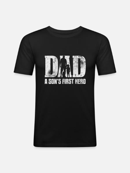 Papa - Männer Slim Fit T-Shirt - Schwarz