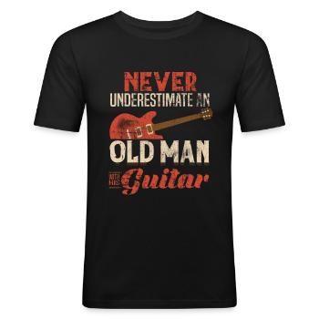 Gitarre Papa Opa Gitarrist - Männer Slim Fit T-Shirt - Schwarz - Vorne - Nik (191cm)