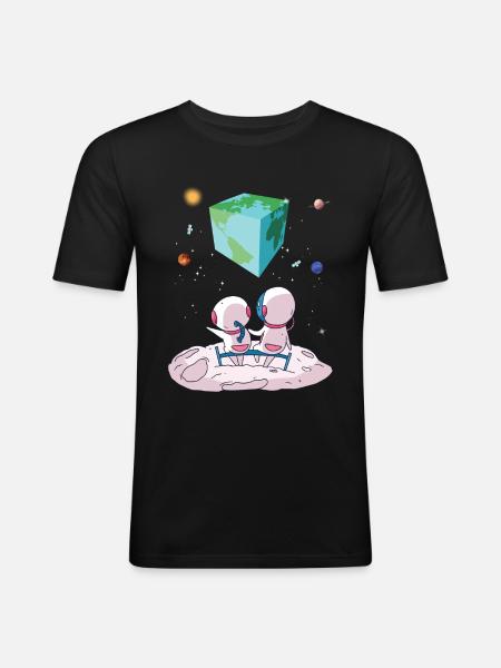 The earth is a cube - Men's Slim Fit T-Shirt - black