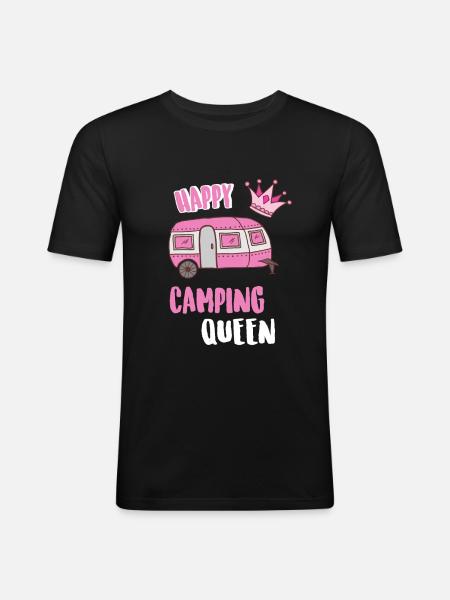 Happy Camping Queen - Men's Slim Fit T-Shirt - black