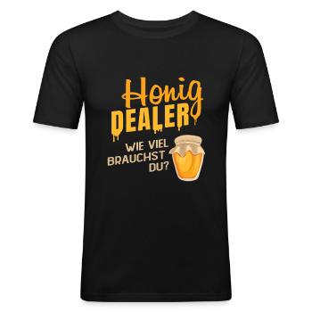 Honig Dealer wie viel brauchst du? - Männer Slim Fit T-Shirt - Schwarz - Vorne - Nik (191cm)