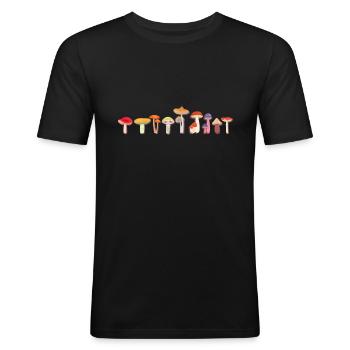 Mushrooms - Men's Slim Fit T-Shirt - black - Front - Nik (191cm)