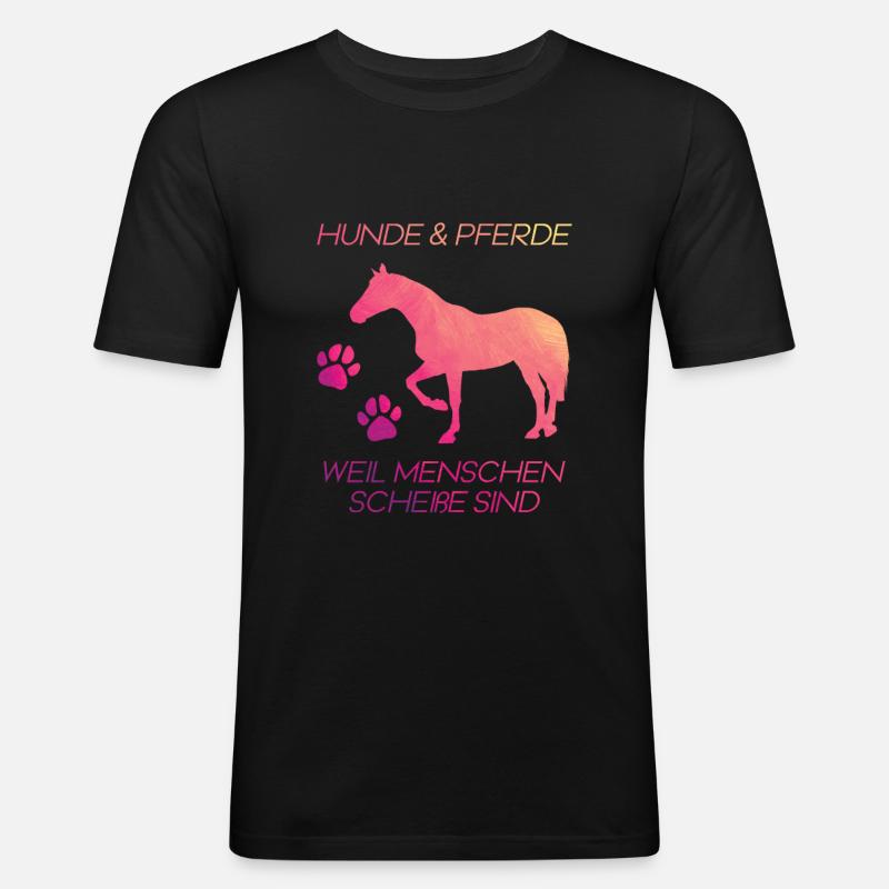 Hunde & Pferde Pferd - Männer Slim Fit T-Shirt - Schwarz