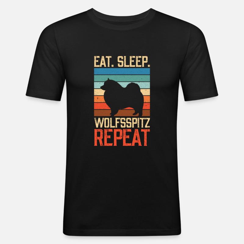 Eat sleep Wolfsspitz Repeat - Men's Slim Fit T-Shirt - black