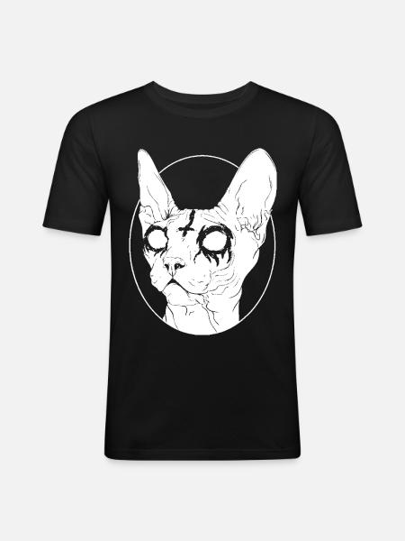 Black Metal Sphynx Cat I Goth et Death Metal T-Sh - T-shirt près du corps Homme - noir