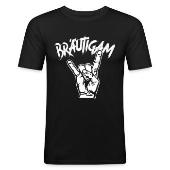 JGA Bräutigam - Junggesellenabschied Rock Metal - Männer Slim Fit T-Shirt - Schwarz - Vorne - Nik (191cm)