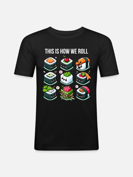So rollt Sushi - Männer Slim Fit T-Shirt - Schwarz