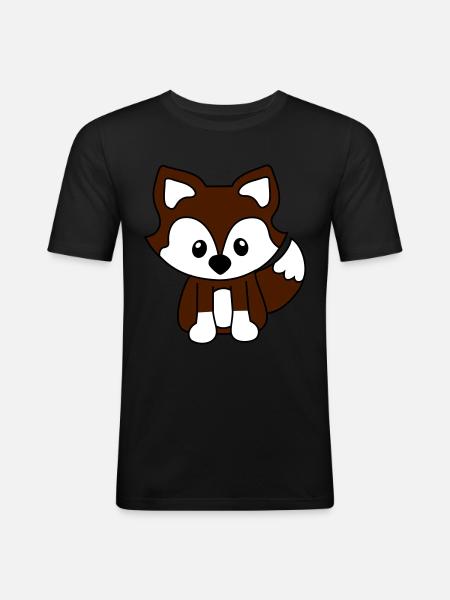 Süßer Fuchs - Männer Slim Fit T-Shirt - Schwarz