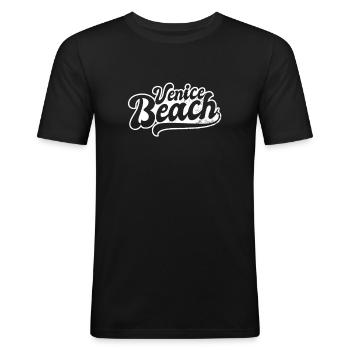 Venice Beach Vintage Retro Gift - T-shirt près du corps Homme - noir - Devant - Nik (191cm)