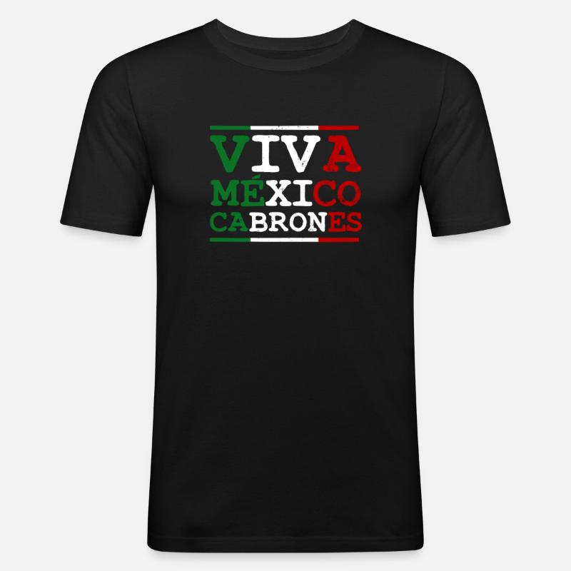 Viva Mexico Cabrones Geschenk - Männer Slim Fit T-Shirt - Schwarz