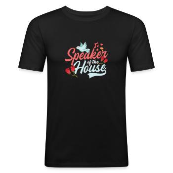 Président de la Chambre - T-shirt près du corps Homme - noir - Devant - Nik (191cm)