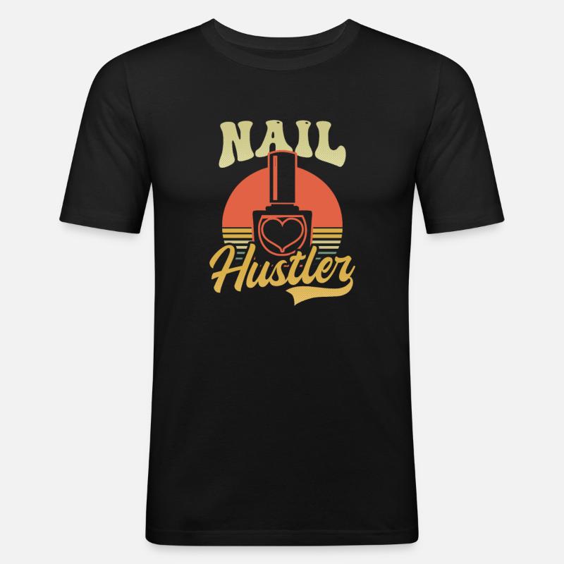 Nail Tech Nail Hustler - Männer Slim Fit T-Shirt - Schwarz