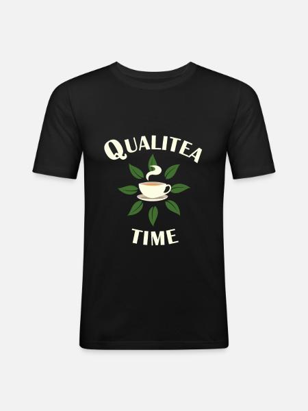 Quality time Tee Entspannung - Männer Slim Fit T-Shirt - Schwarz