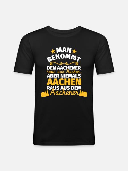 Aachen - Männer Slim Fit T-Shirt - Schwarz